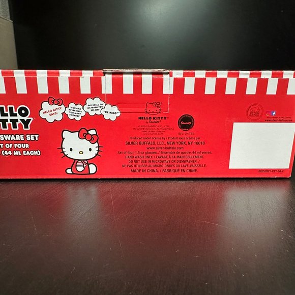 Hello Kitty Mini Glassware Set of Four 1.5oz Shot Glasses Camping Theme NIB - Picture 3 of 3